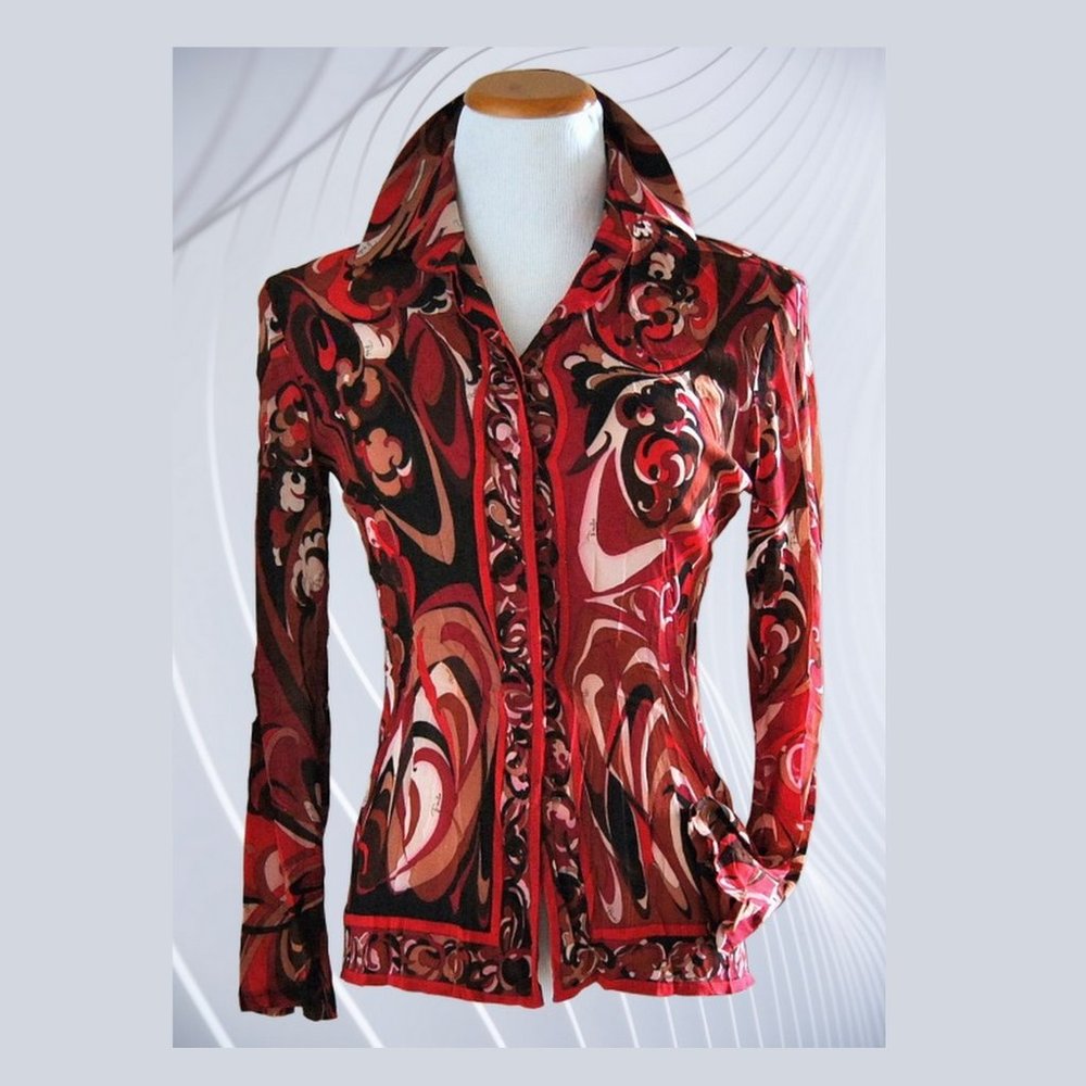 Vintage PUCCI Abstract Print Silk Shirt Blouse
